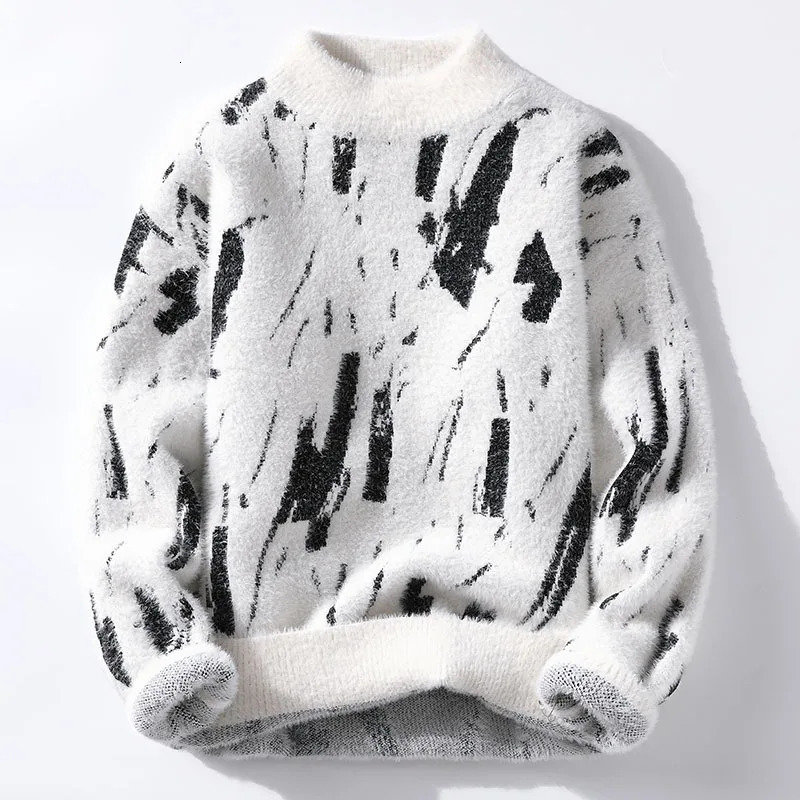 Autumn Winter Fashion Patchwork Knitted Sweater Men Youthful Vitality Streetwear Knit Pullovers Mens Slim Fit Y2K Sweater Tops 260911