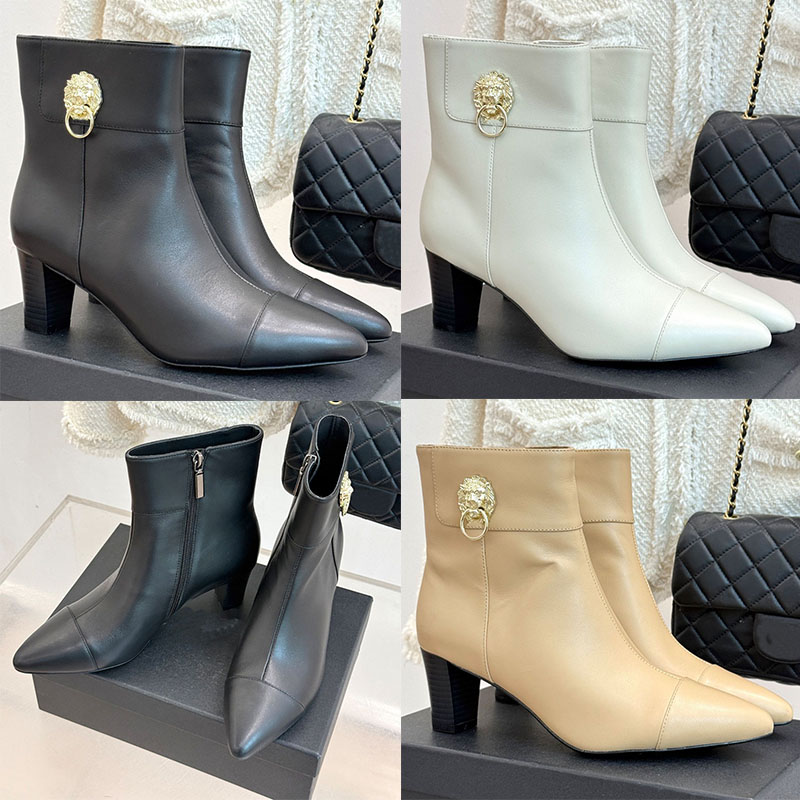 Elegante designer di scarpe di lusso stivaletti a punta in pelle da donna tacco alla caviglia fibbia in metallo cerniera formale autunno festa trend