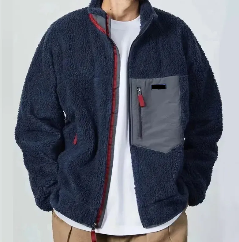 Men's Jackets Winter Men Lamb Wool Outdoor Down Male Thicken Furry Warm Comfortable Outerwear Stand Collar Zipper Fleece Coat pa ta