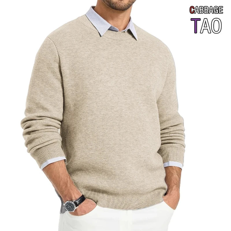 Men Premium Knitted Sweater Classic Crew Neck Casual Pullover Soft Autumn Winter Warm Knitwear Cozy Streetwear Top for Cold Days 260911