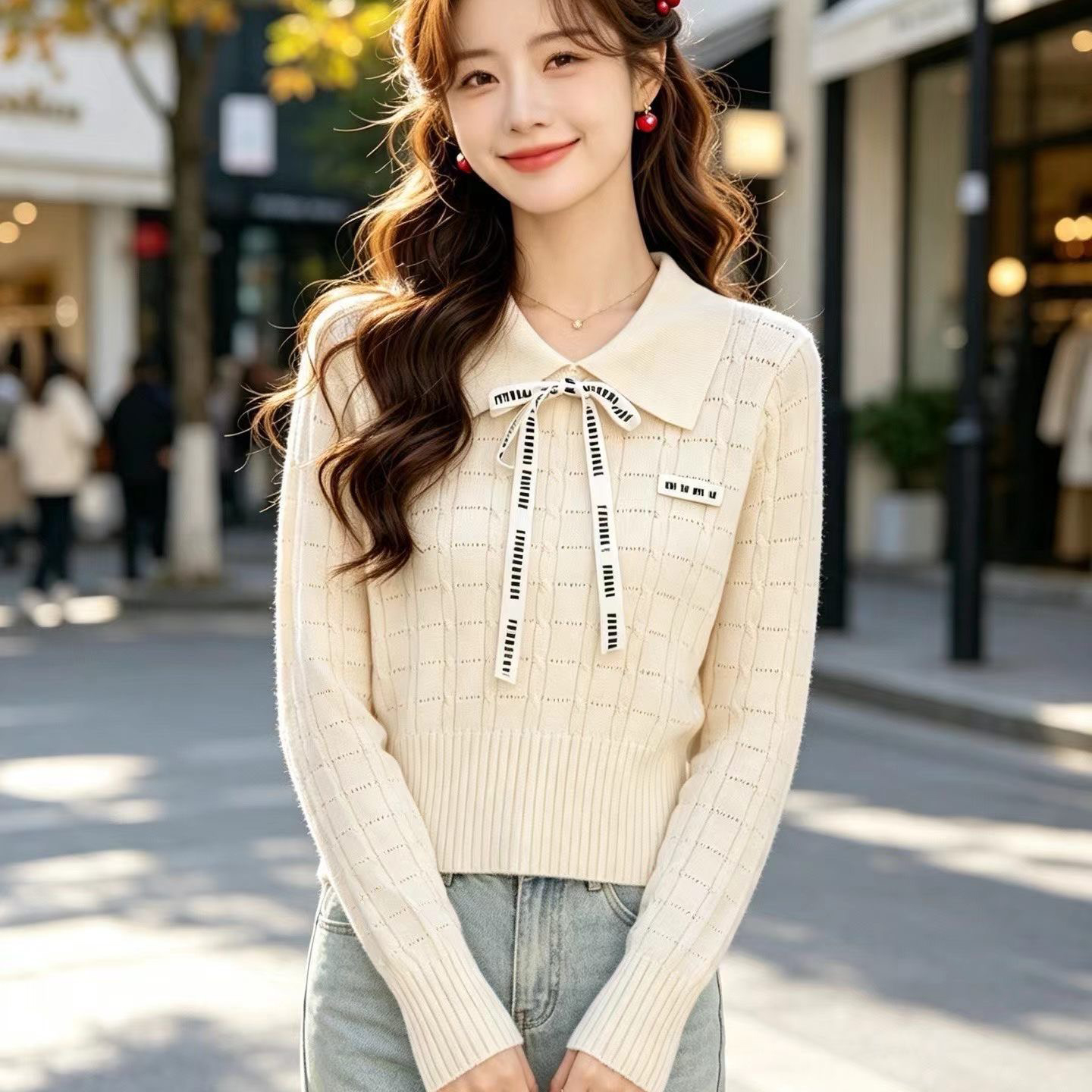 New women's sweaters Autumn Winter Women's Faux Fur Trimmed Cardigan Short Sleeve Lettering Sweatshirt Top & Tunic Combo Outfit