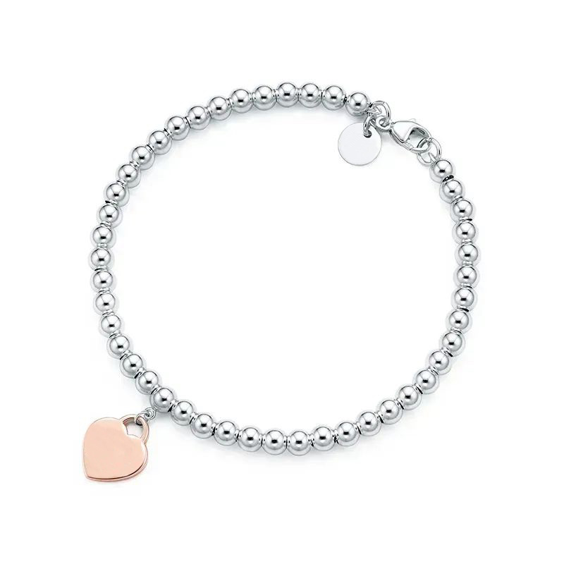 2026 New Designer Charm Bracelet 925 Silver Heart Beaded Bracelet for Woman Gold Plated Fashion Fine Jewelry Gift for Girlfriend Wedding Party 3369