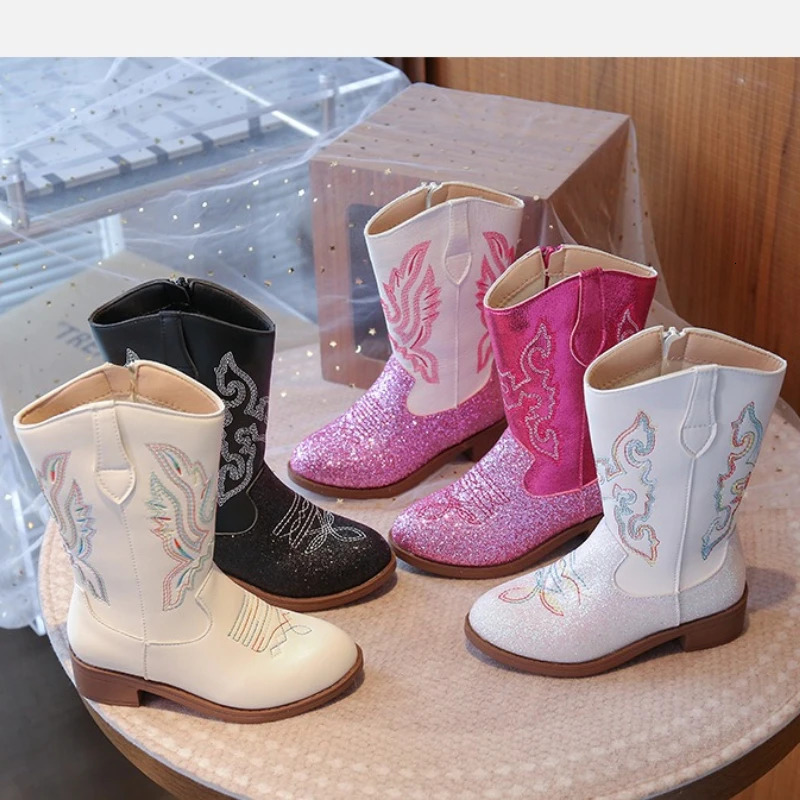 Children's Fashion Boots 318 Years Old Embroidered Boys Girls Western Size 2736 Fall and Winter Tall Kids Shoes y260901