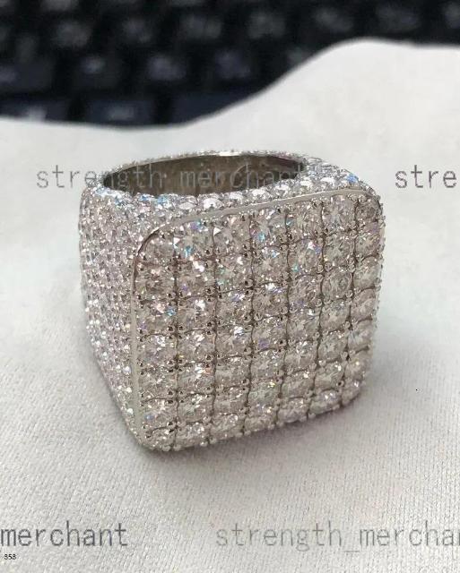 Exclusive Hip Hop 925 Sterling Silver Moissanite Diamond Ring VVS Custom Jewelry for Wedding Party and Gift