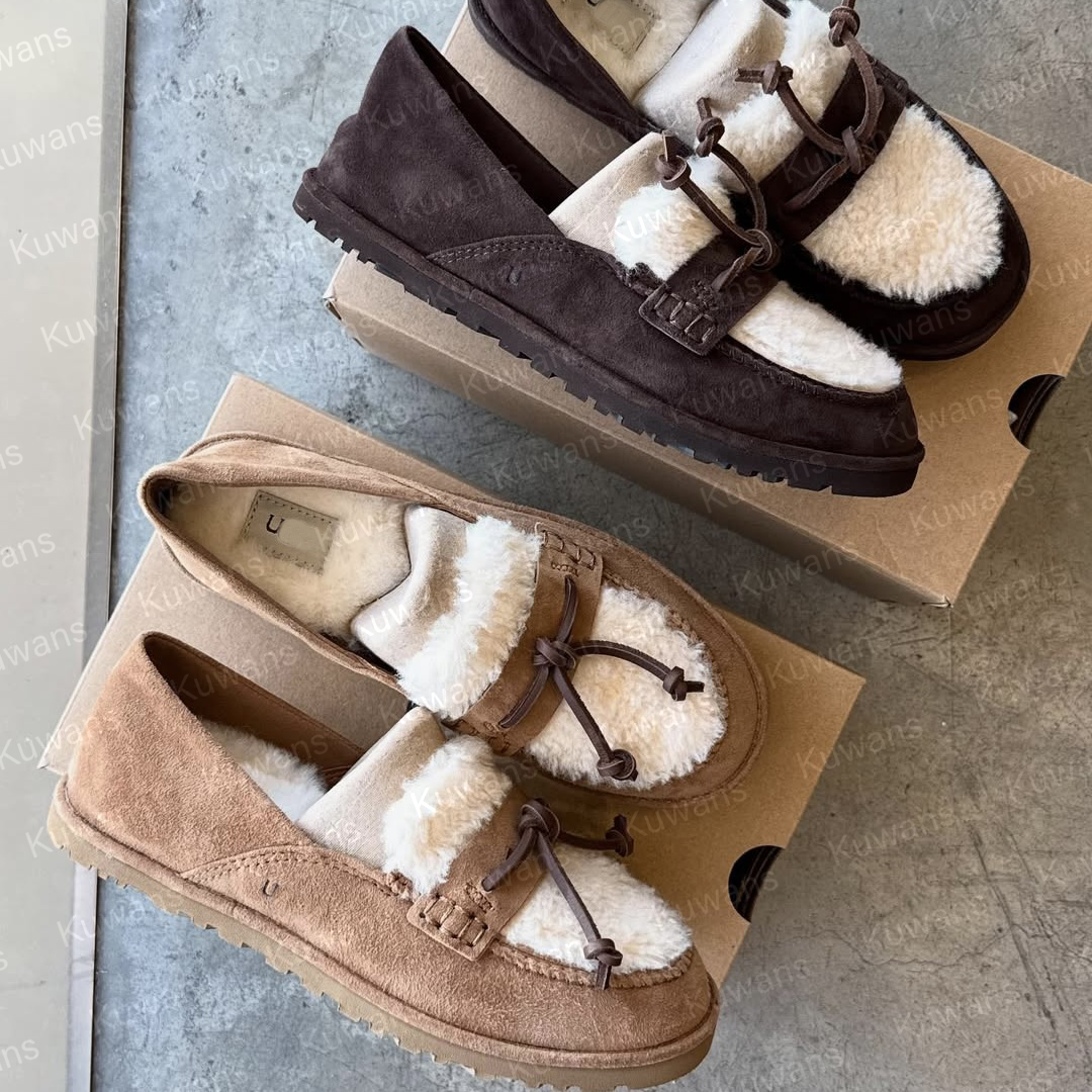 Designer Zora Loafers Womens Slippers Shearling Ballet Falts Shoes Fur Loafer Classic Ultra Mini Platform Boot Chestnut Slip-on Suede Wool Winter
