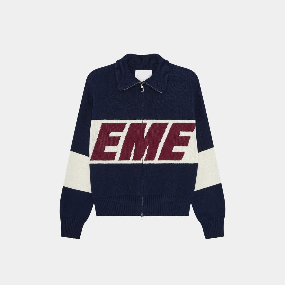 EME Sweater Designer Double Full Zip Up Cardigan Knitted Pullover Y2k Oversized Hoodie For Women Shirts Mens Street Wear Cotton Hoodies Studios Swea