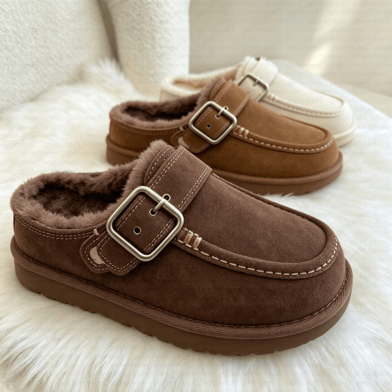 Designer Goldenstar Evelina Clog Slippers Tazz Tasman scuffette Chestnut Fur Furry Slides Shearling Mules Women Platform boots Slip-on fluffy Slippe