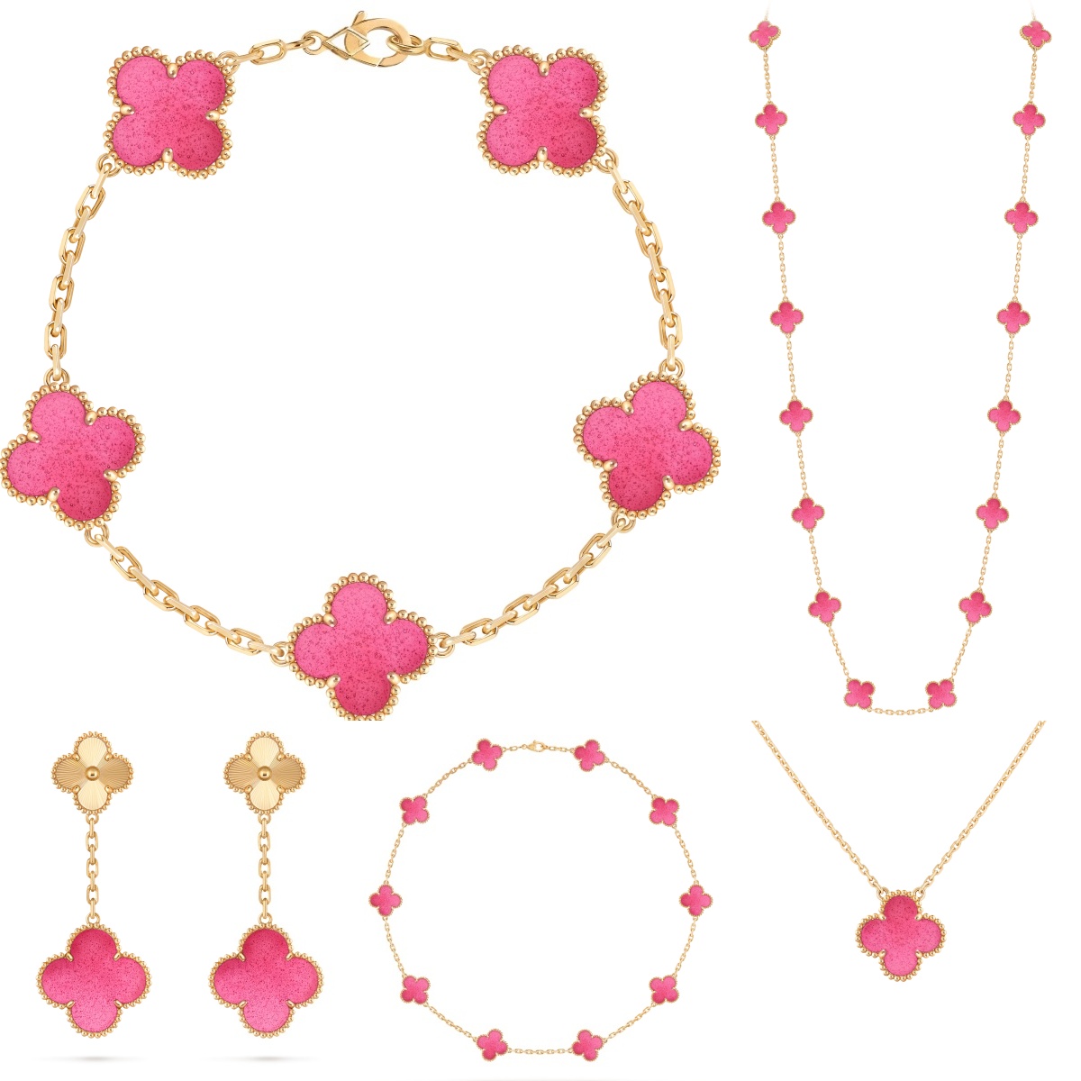 luxury designer jewelry women clover necklace sweater chain flower necklaces bracelet earring women christm valentine's day birthday gift gold