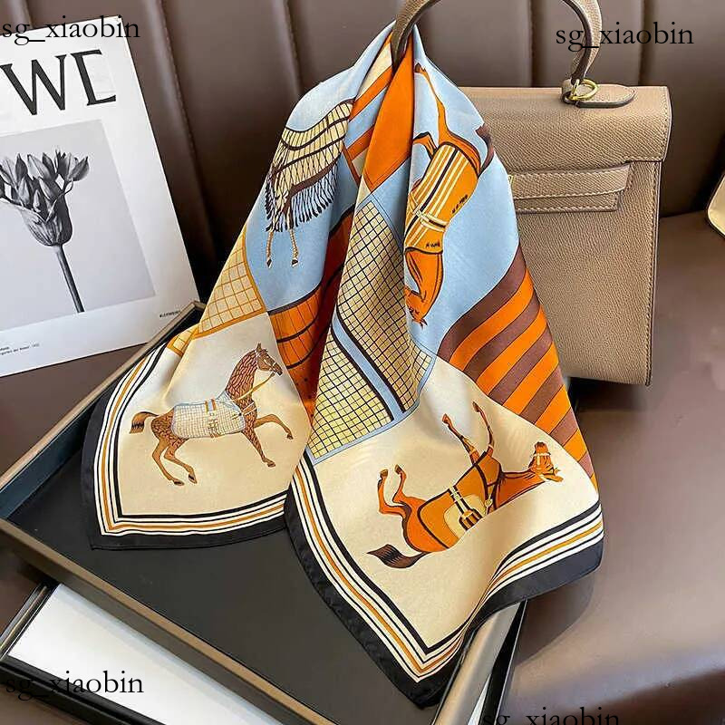Spring summer 70 square meter orange horse silk scarf for women's sun commuting and neck protection professional wear J250516 Hot