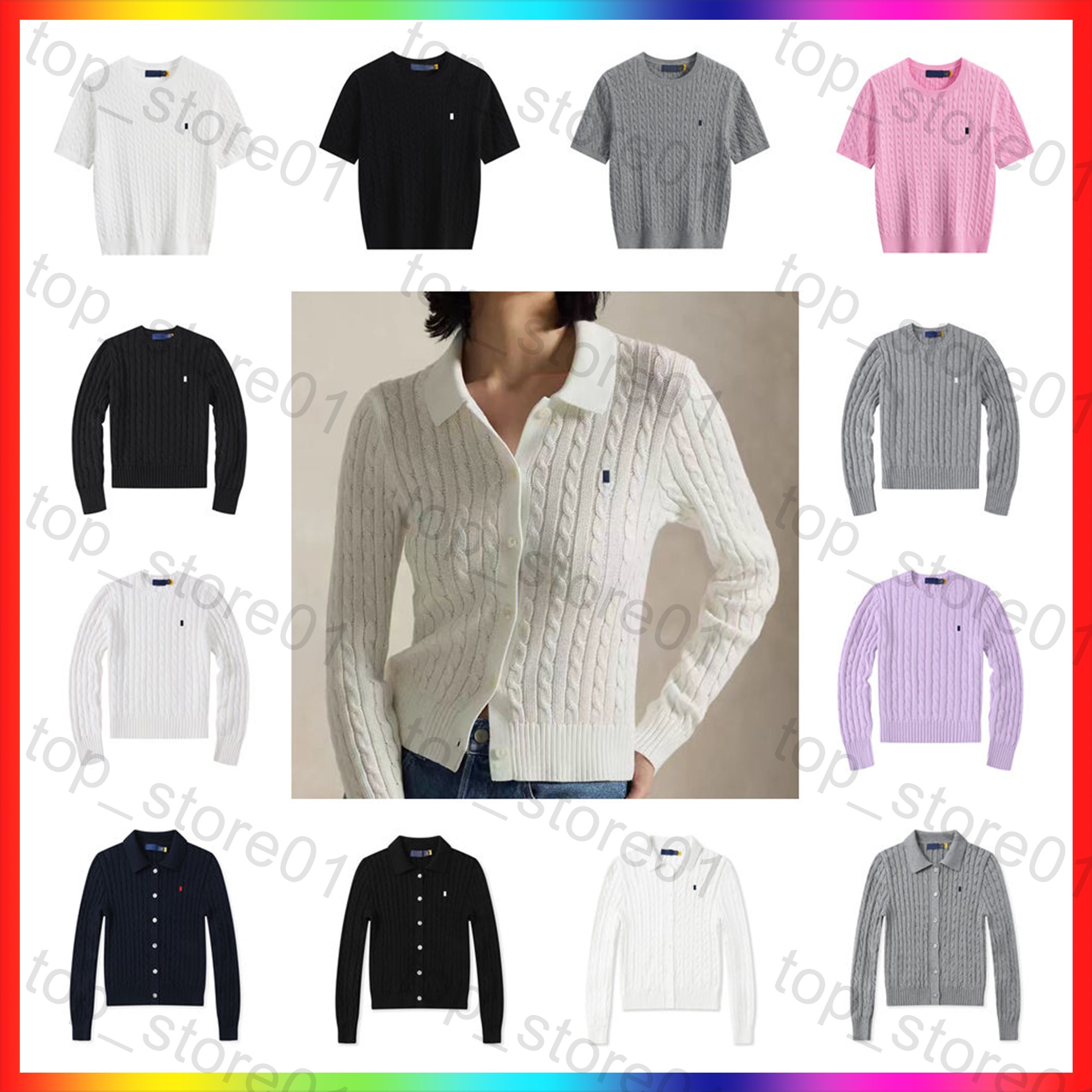 designer sweater women sweater Fashion Polo Sweater High Quality Winter New Long Sleeve Vintage Twist Knitted Sweater Embroidered Small Horse Casual