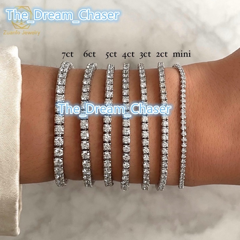 Factory Wholesale 2-6.5mm Iced Jewelry 925 Sterling Silver VVS Graded Mossanite Moissanite Diamond Tennis Chain Bracelet Gift