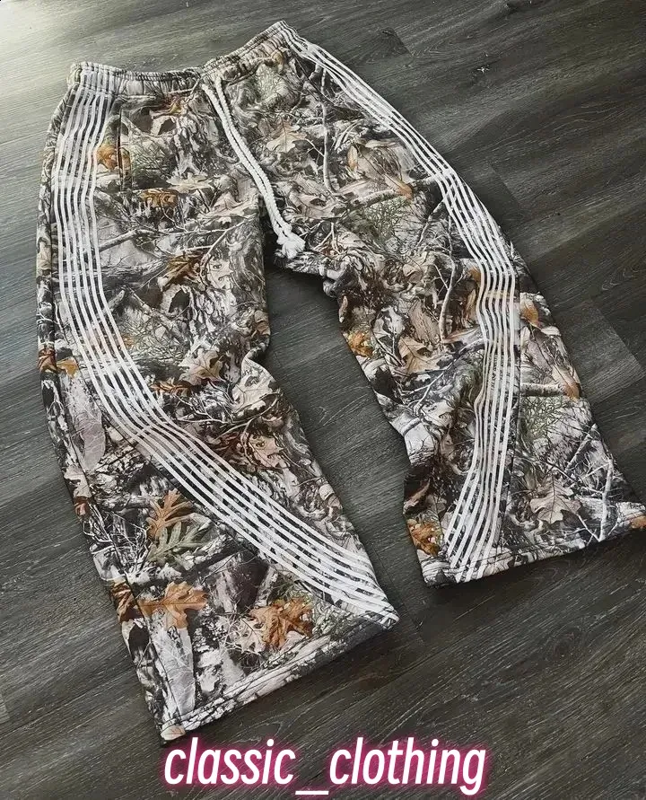 Y2k Embroidered Gray Casual Pants Camo Functional Tactical Mens Premium Jogging Drawstring Sweatpants 240911