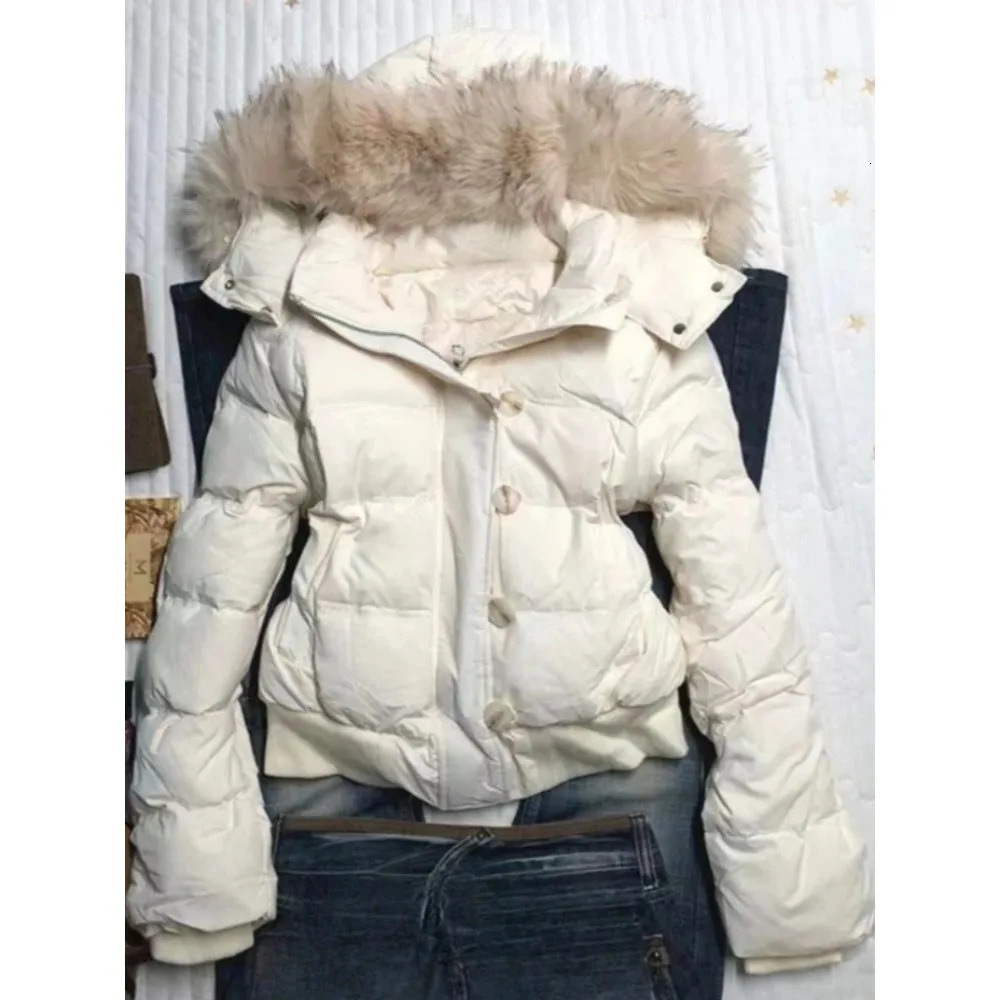 Autumn Winter American Retro Parkas Fur Collar Hooded Jacket Women Y2k Harajuku Vintage Slim Coat Elegant Street Fashion Outwear 260911