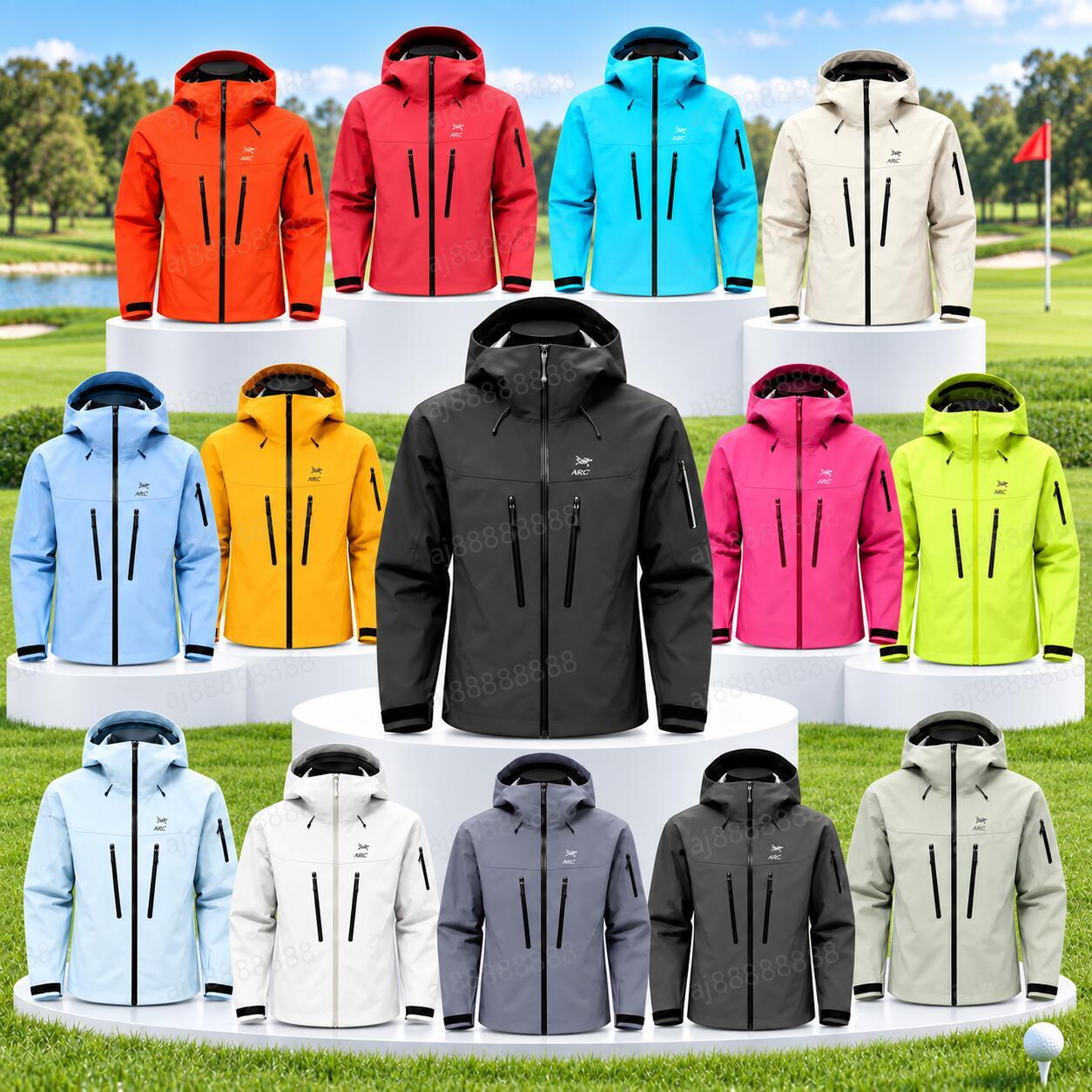 Arcteryxilly Unisex Golf Jacket Waterproof Windproof Breathable Hooded Long Sleeve Outdoor Sports Coat for Men Women