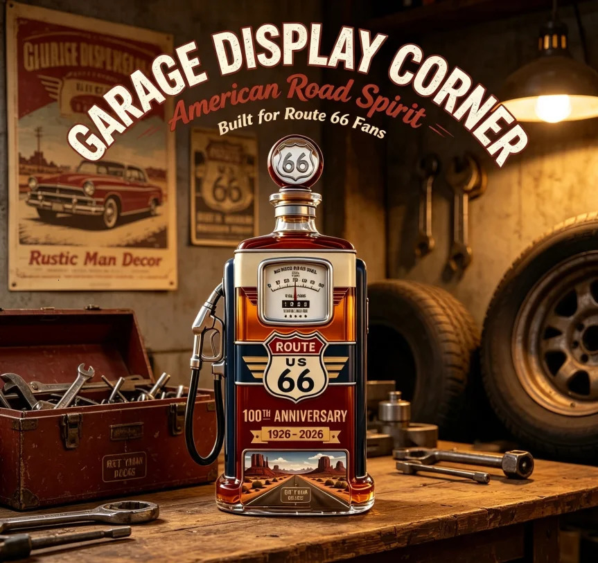 Vintage US Route 66 Gas Pump Whiskey Decanter Glass Liquor Bottle Bourbon Scotch Wine Storage Bar Decor Collectible Gift 260911