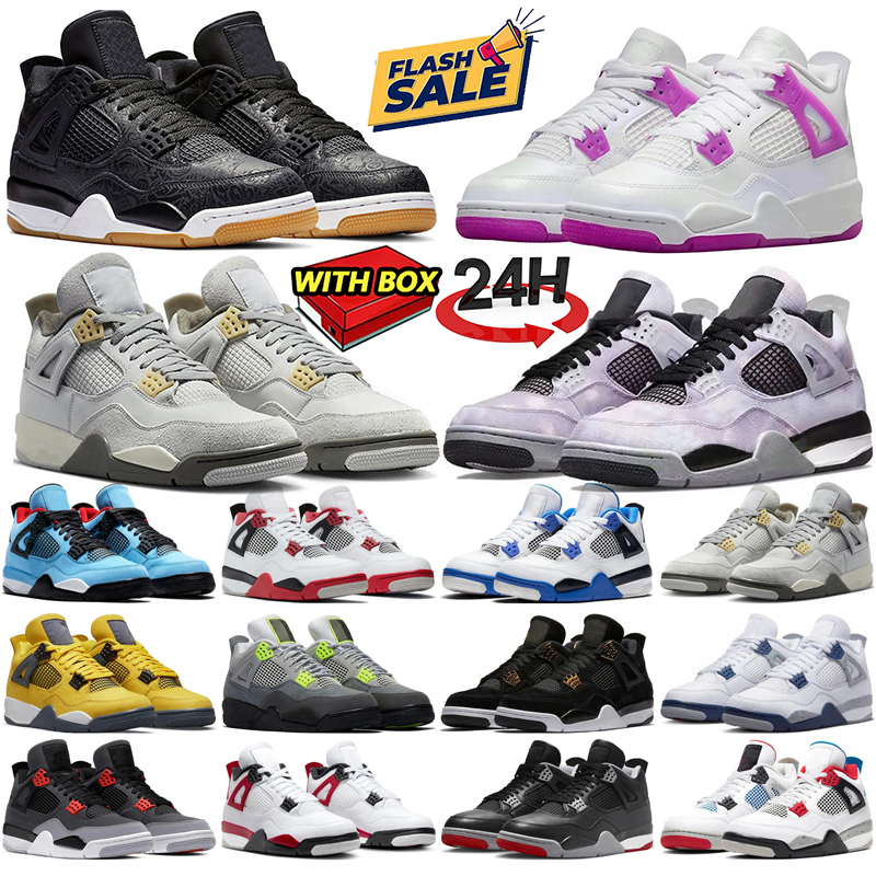 New Black Cat 4 4s Basketball shoes Mens shoes j4 Women Sneakers Leather White Cement Oreo Designer Shoes Trainers With Box