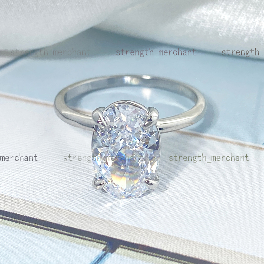 Simple Classic Fine Jewelry Wholesale Platinum Rhodium Plated 925 Sterling Silver Engagement Wedding Rings Prong Setting