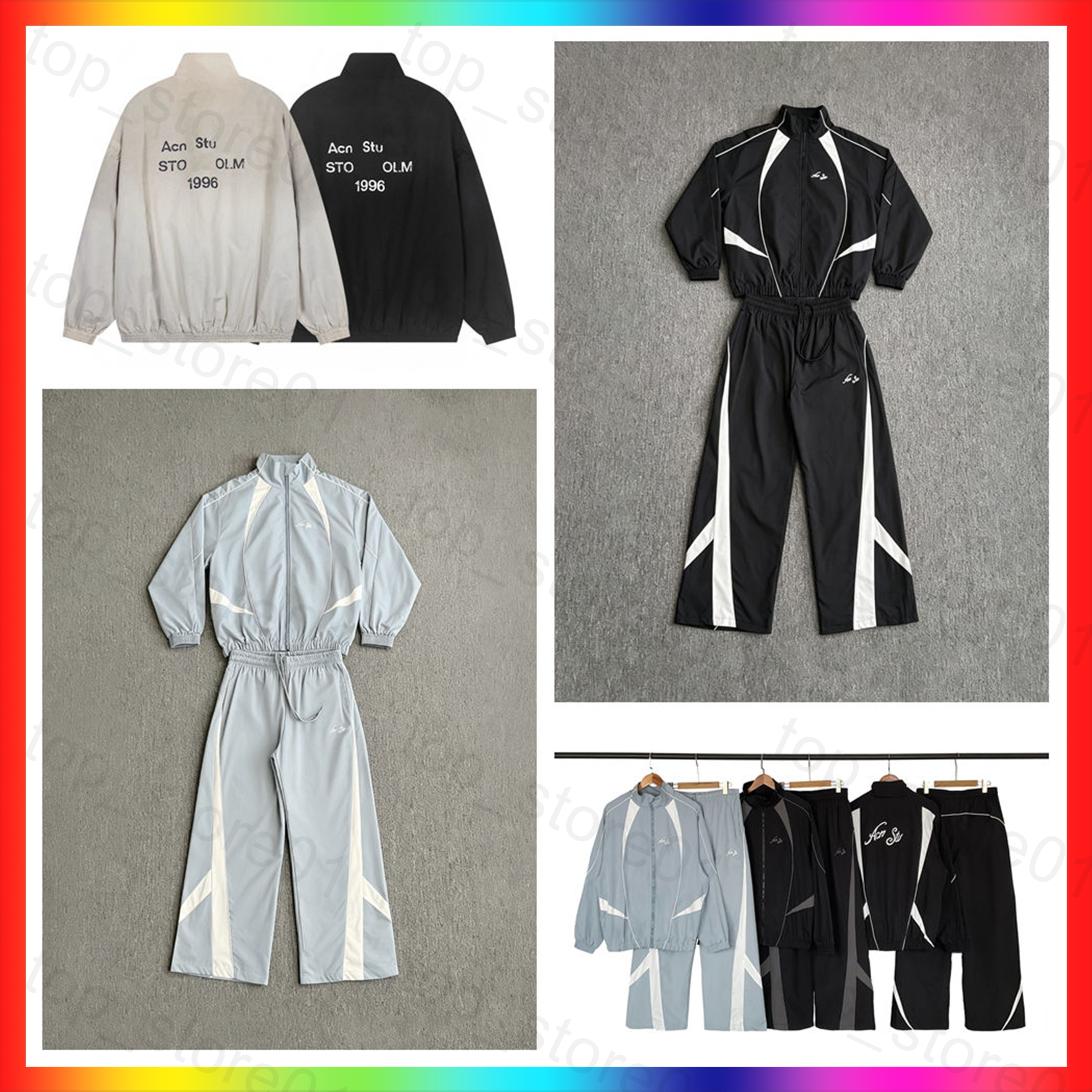 New Designer Jacket Fashion acneastudios long sleeve hoodies Zipper 1996 Embroidered Jacket windbreaker acneastudios hoodie Drawstring Pants Running