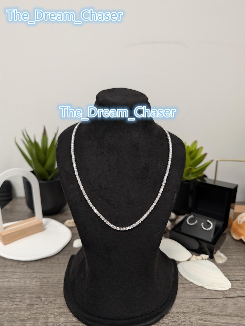 SMON01 D Color VVS Moissanite Tennis Chain 925 Sterling Silver Wholesale 2MM 3MM 4MM Moissanite Necklace