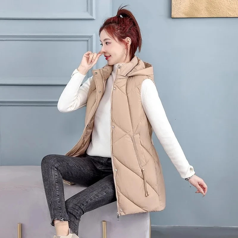 2026 Down Cotton Vest for Women Autumn Winter Lightweight Casual Loose Jackets Coats Fashion Sleeveless Parkas y260911
