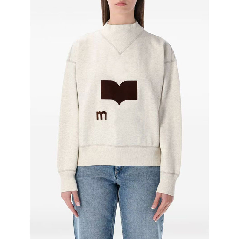 26ss MI Nouveau Sweat à Capuche Luxe Designer Coton Maralo Femme Style Classique Imprimé Lettre Col Rond Coupe Ample Décontracté Pull Top
