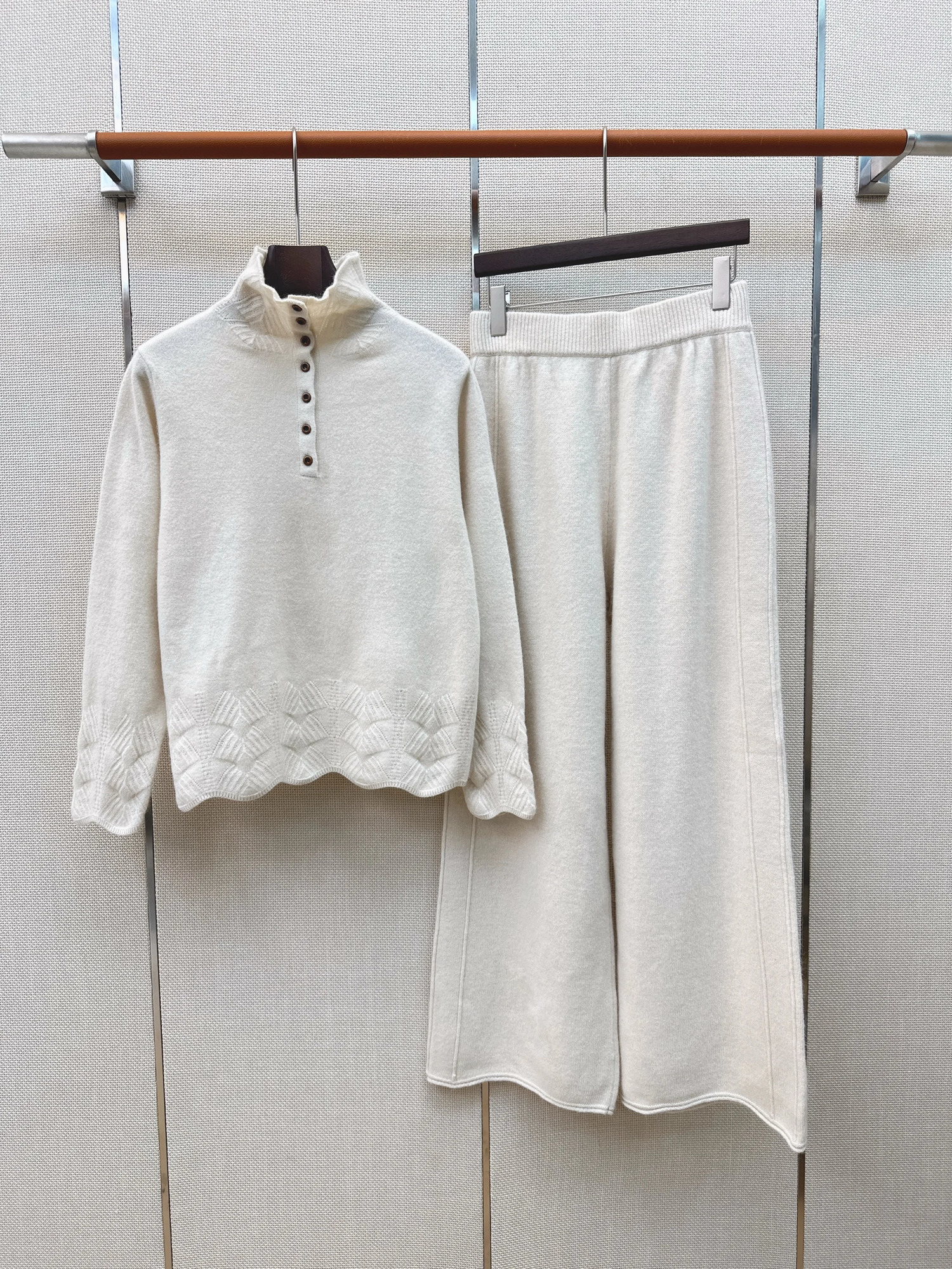 Women Lazy Wool Set Half Placket Turtleneck Sweater Elastic Waist Straight Pants 100 Fine Spun Durable Autumn Winter 260911
