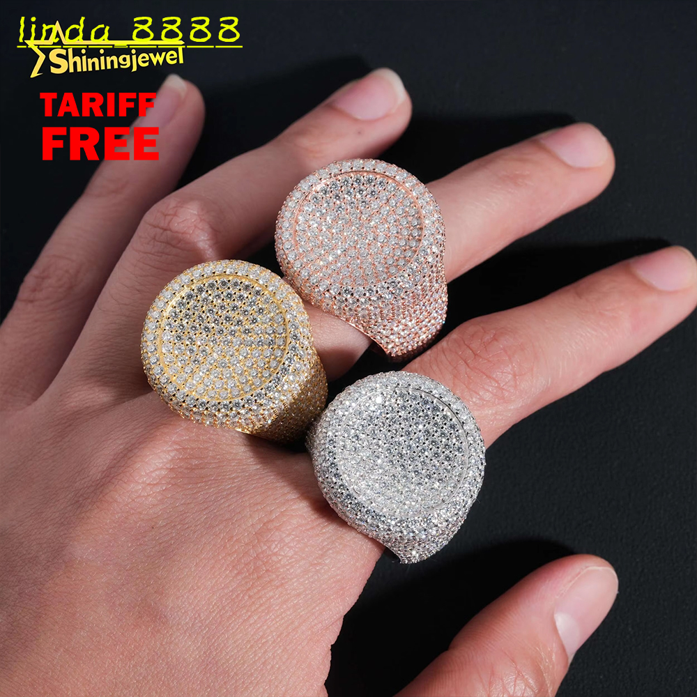 Hot Sale Round Shape Moissanite VVS Pass Diamond Test 925 Sliver Gold Plated Men's