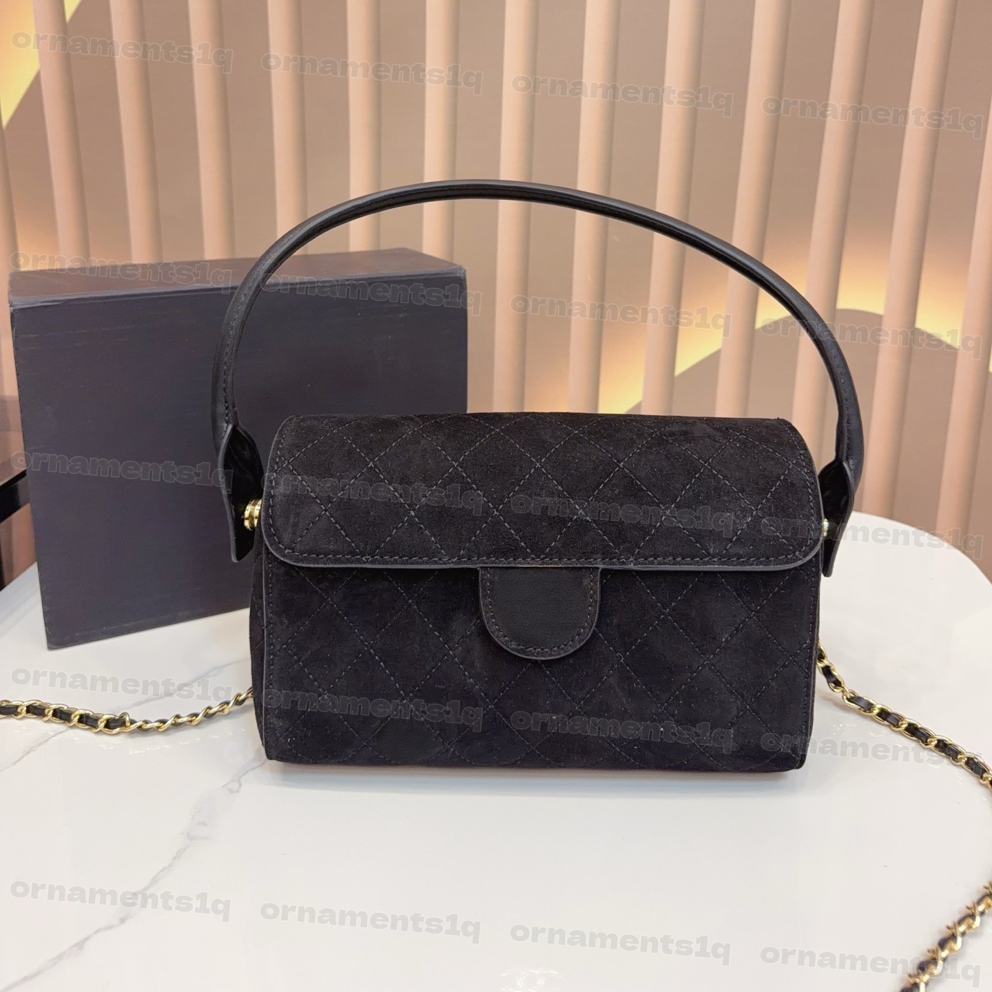 Women Diamond Quilted Suede Leather Cylinder Bag, Flap Top Handle Handbag, Detachable Gold Chain Crossbody Shoulder Purse Multi Colors