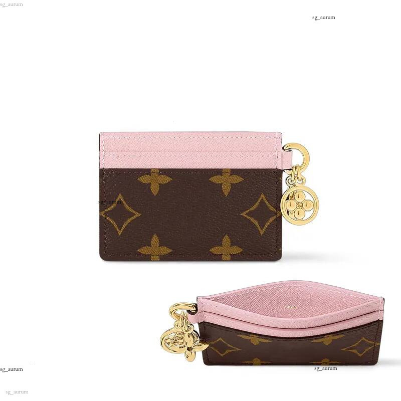 designer keychain Credit Card Holders Mini Wallets High Quality For Mens Womens Leather Flower Classics Pure Color Keychain Purses Wallet bag cha