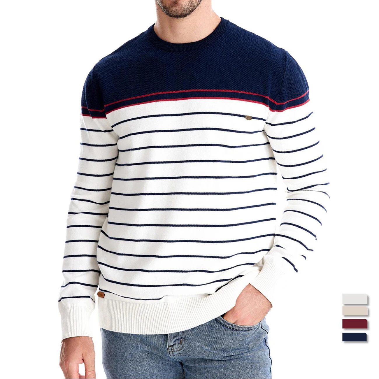 AIOPESON Oneck Cotton Pullover Men's Sweater Striped Casual Autumn and Winter High Quality Knitted Sweaters for Men 260911