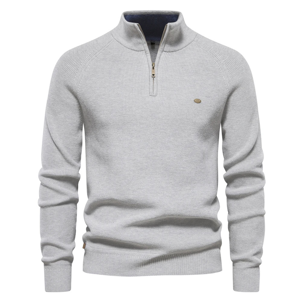 2023 Autumn Cotton Zipper Cardigans for Men Fashion Casual Social Sweaters High Collar Warm Winter Knitted Sweater 260911