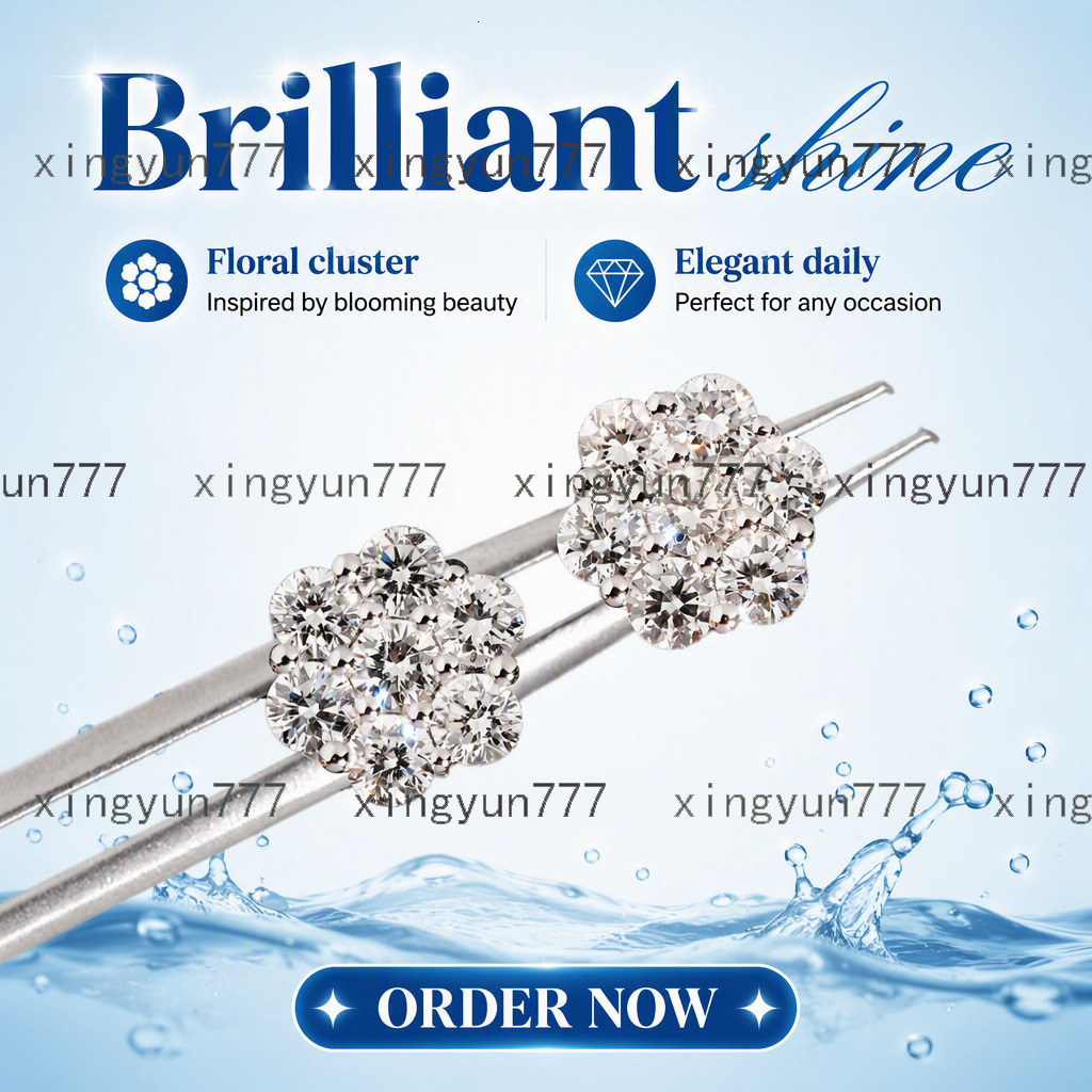 Fine Jewelry Flower Hip Hop Bling 925 Sterling Silver 6.5mm Width Brilliant Cut Lab Grown Diamond IGI Certified Unisex Earrings