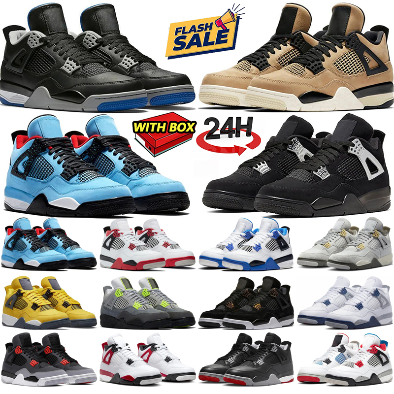 New Black Cat 4 4s Basketball shoes Mens shoes j4 Women Sneakers Leather Cava Stone Grey Designer Shoes Trainers With Box
