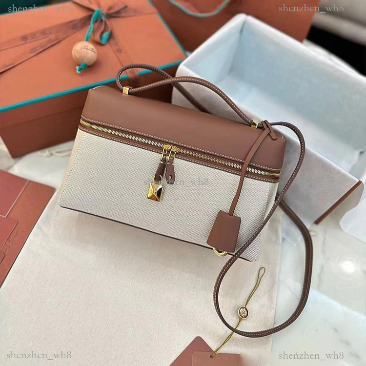 L19 L23 L27 Lunch Box Bag Canvas Box P Bag Light Luxury High-end Linen L 19 23 27 and Cowhide Single Shoulder Crossbody P Bag Commuter Handbag for W