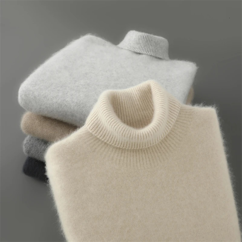 Men's Sweater 2026 AutumnWinter Collection 100 Wool High Collar Knitted Pullover Loose Fashion Business 260911