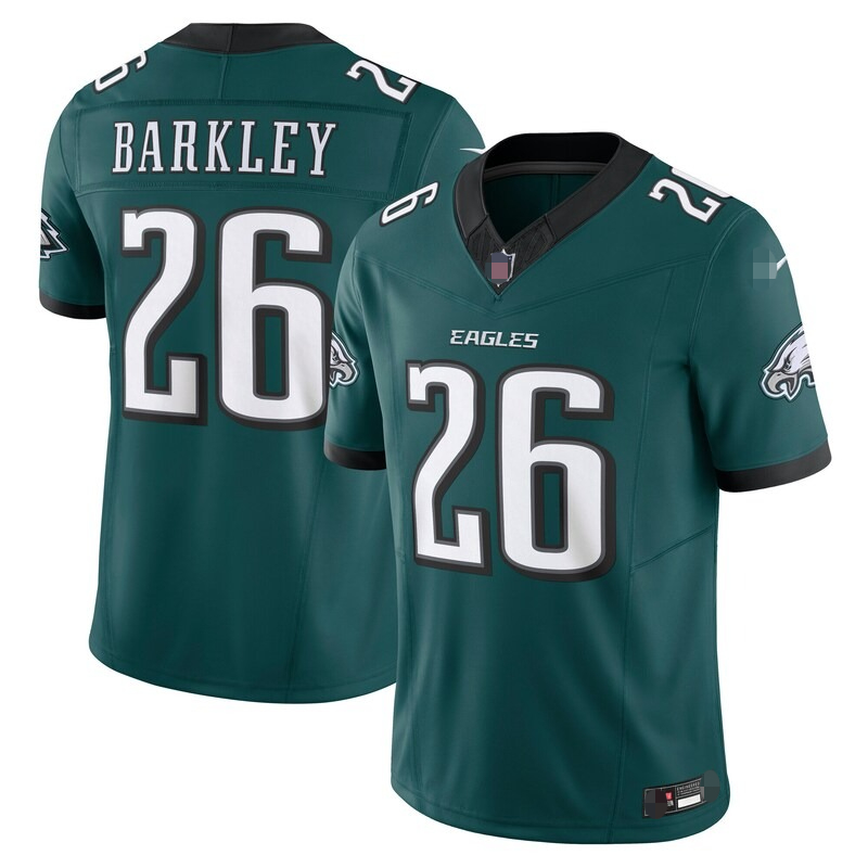 Saquon Barkley 26 Jalen fait mal 1 A.J. Marron 11 Smith 6 Citron 9 Vapeur haute densité F.U.S.E. Maillot de jeu en sergé entièrement brodé vert n