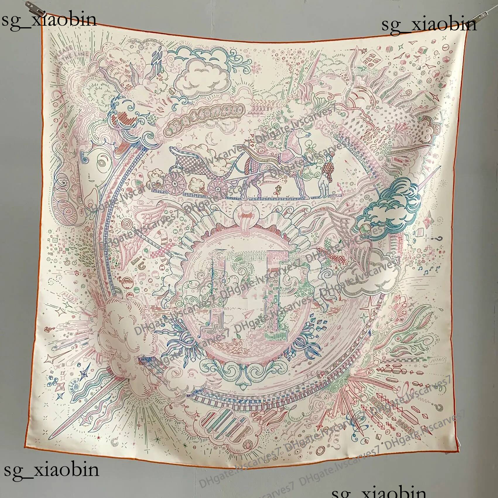 H 004187S 08 Date 90 cm Presbya Designer Lettres Imprimer ral Soie Écharpe Bandeau pour Femmes Mode Longue Poignée Sac Foulards P Épaule Fourre-T