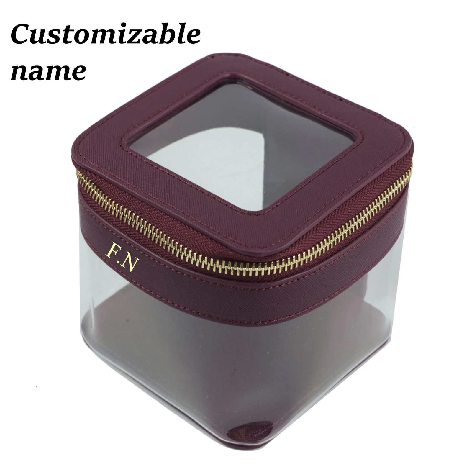 Custom Letters Saffiano Leather Cosmetic Bag PVC TPU Clear Makeup Storage Case Travel Lipstick Organizer Cosmetic Bag260911