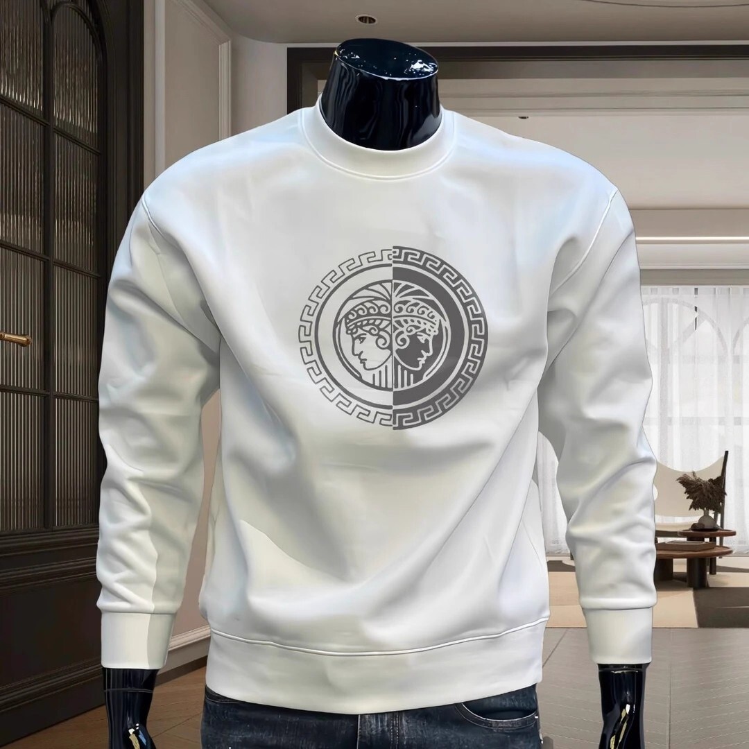 Luxury Brand Designer Clothes Autumn Winter New Brand Printed Round Neck Pure Cotton Sweatshirt Men's Trendy Slim Fit Versatile Casual Fleece L