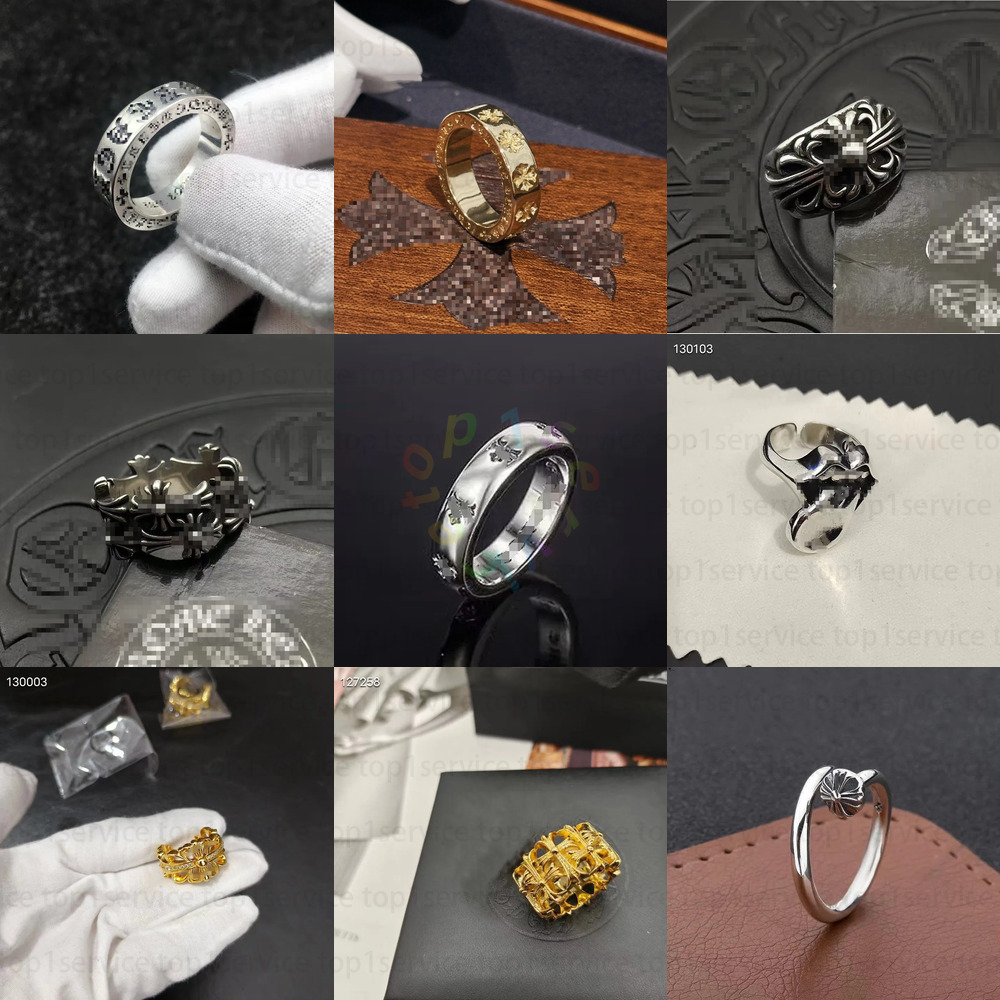 Chrome Cross Ring Designer For Men Women Luxury Classic Thai Silver Band Ring Fashion Unisex Cuff Ring Couple Ring Gold Plated Rings Designer Jewelr