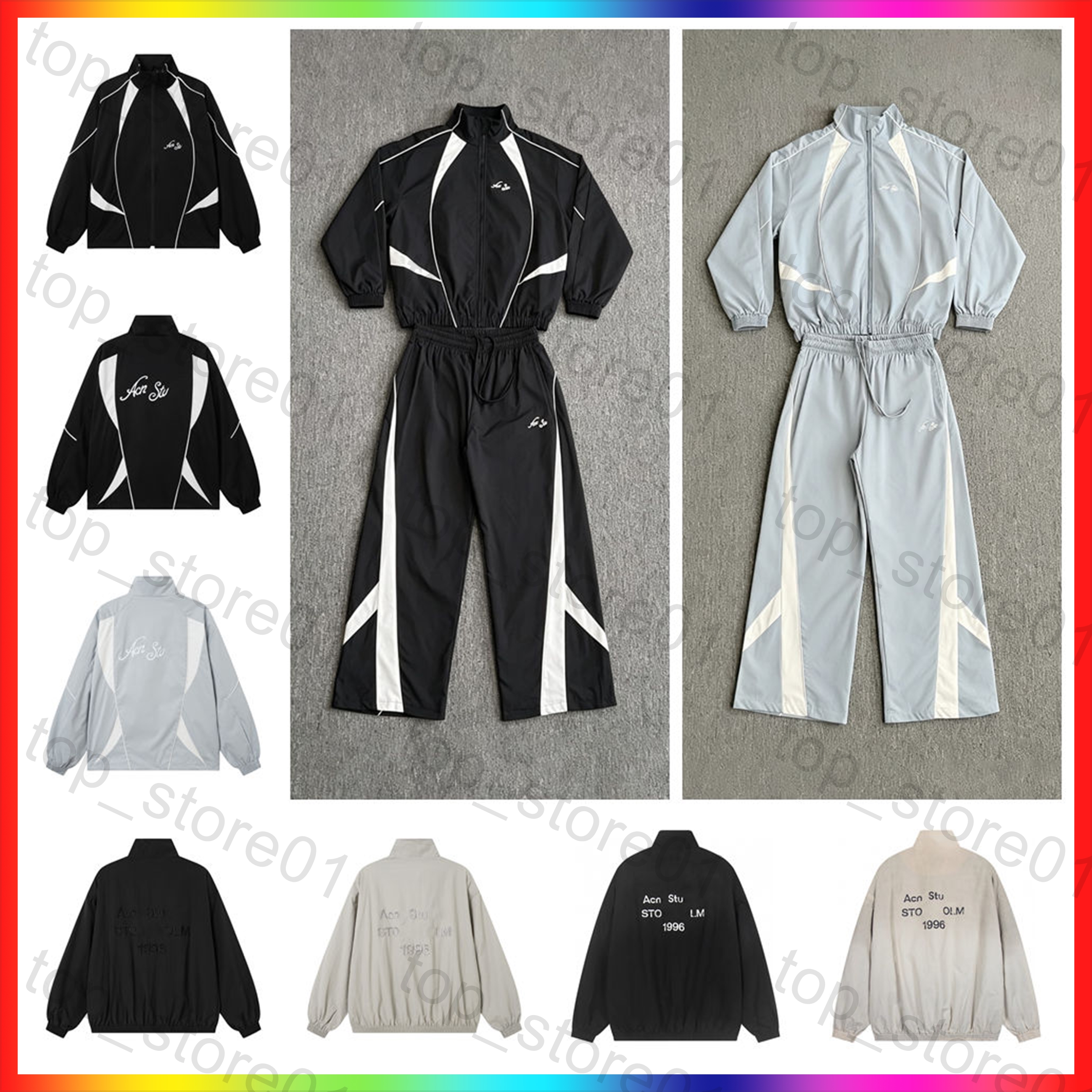 New Designer Jacket Fashion acneastudios long sleeve hoodies Zipper 1996 Embroidered Jacket windbreaker acneastudios hoodie Drawstring Pants Running