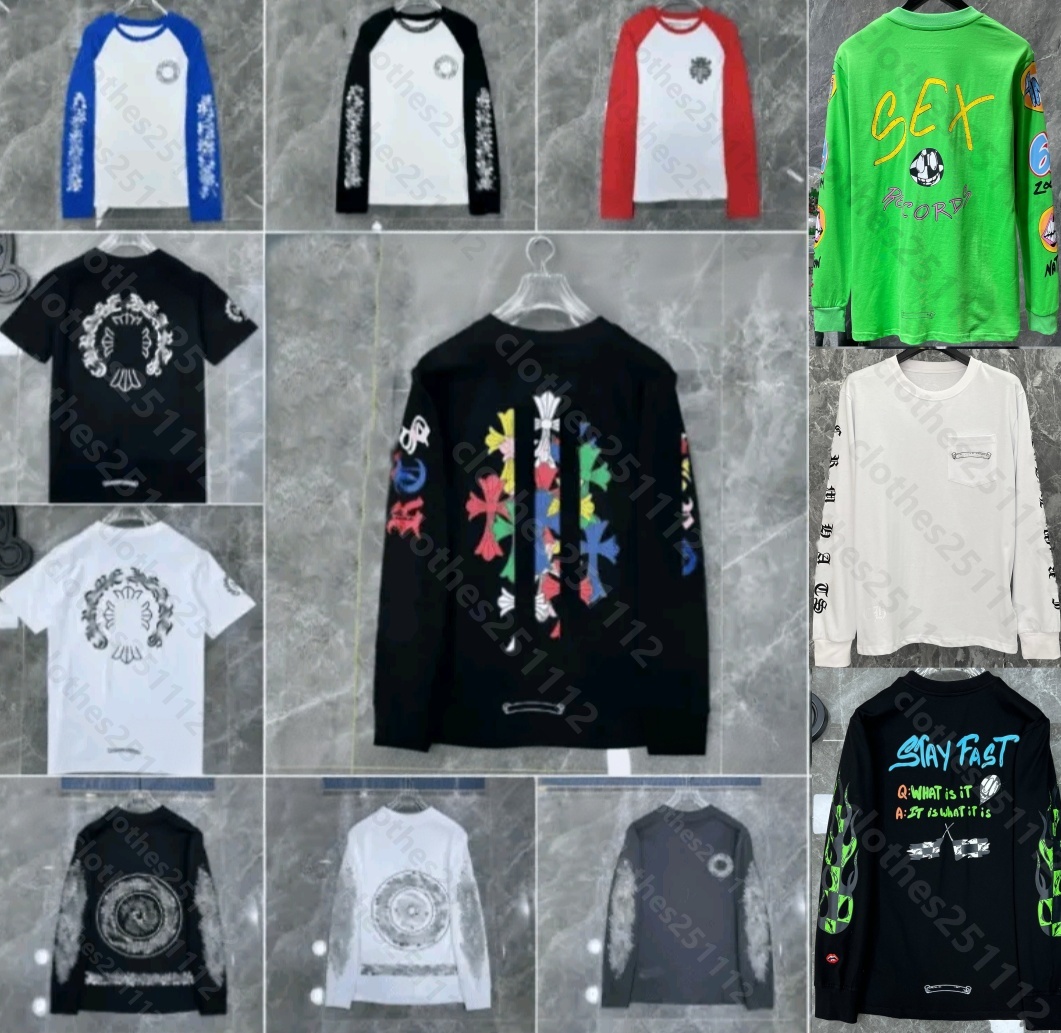 chemise de créateur à manches longues chemises à manches longues hommes sweat pull coton t-shirt fer à cheval hip hop gothique sanskrit imprimer