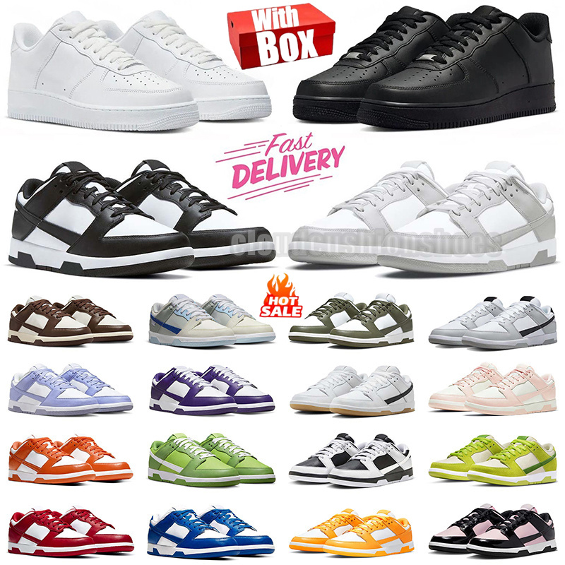 Free shipping with box running shoes men women stylish sneakers durable trainers outdoor comfortable sports shoe black white panda grey fog olive bl