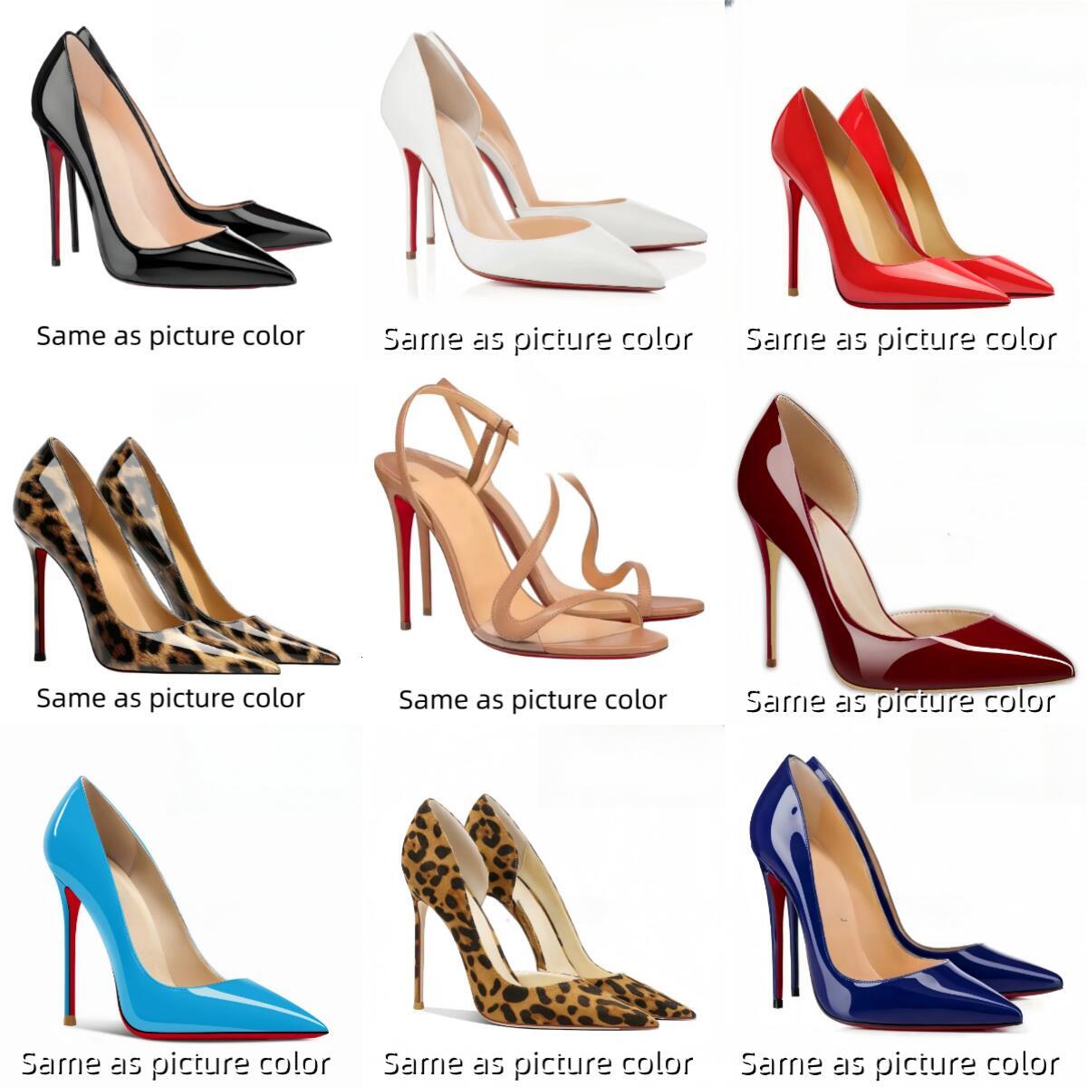 Women High Heel Shoe Deigner Red Soled Peep Pointed Toe Sandal 6cm 8cm 10cm 12cm Nude Black Patent Thin Heeled Sexy Shallow Mouth Shoes