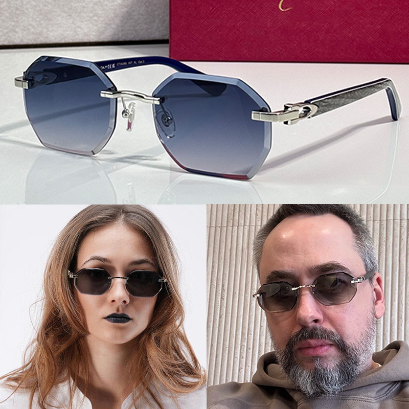 Lunettes de soleil polygonales en métal CT0439S Classiques hommes femmes designers grain de bois festival solaire été lunettes de conduite d'affa