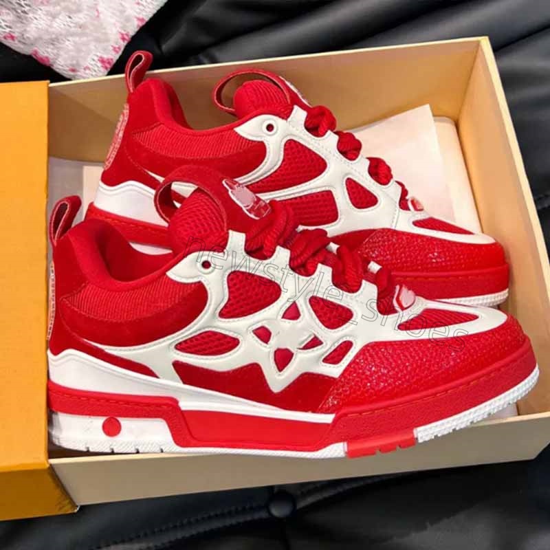 2026 luxury brand Designer Trainer Casual skate Shoes breathable Sneakers White red Black Embossed fashion platform low-top leather mens trainers ru