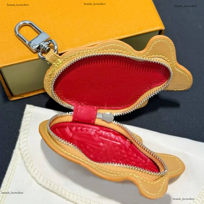 Luxury fish shaped Taiyaki Holder and Charm Designer Men Womens Chain Wallet Coin pods Quality Key Earphones Pouch Lanyard Bag