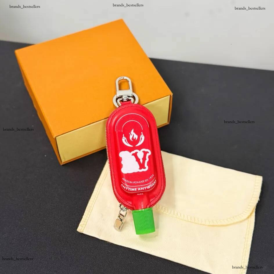 Porte-clés de luxe épicé Sauce piment, breloques en cuir fait à la main pour hommes et femmes, sac pour écouteurs, porte-monnaie, cadeau