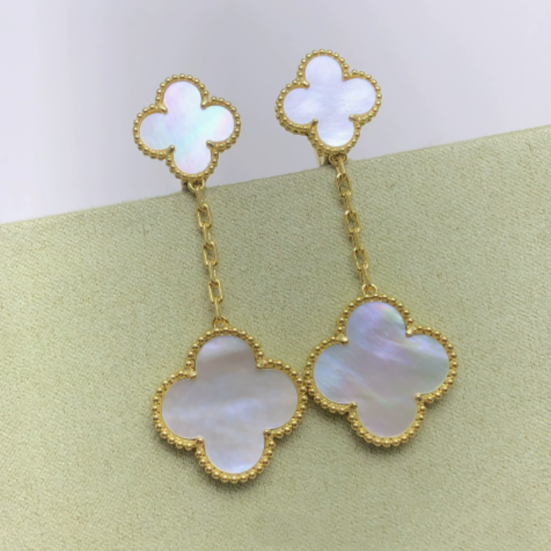 2026 Fashion Ear Pins - New Four-Leaf Clover Style Elegant Luxury Earrings for Women - Flowing Fringe Earrings - Versatile Valentine's Day Gift