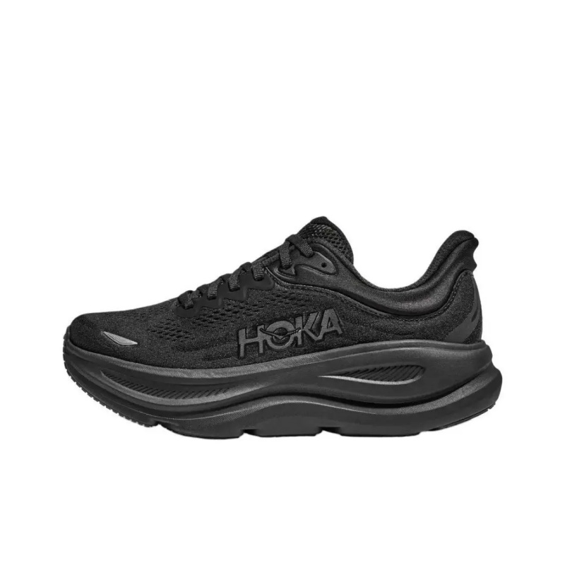 HOKA ONE ONE Bondi 9 Unisex Low Top Running Shoes, Soft Synthetic Leather Breathable Shock Absorption Comfortable Casual Long Distance Sneakers Blac